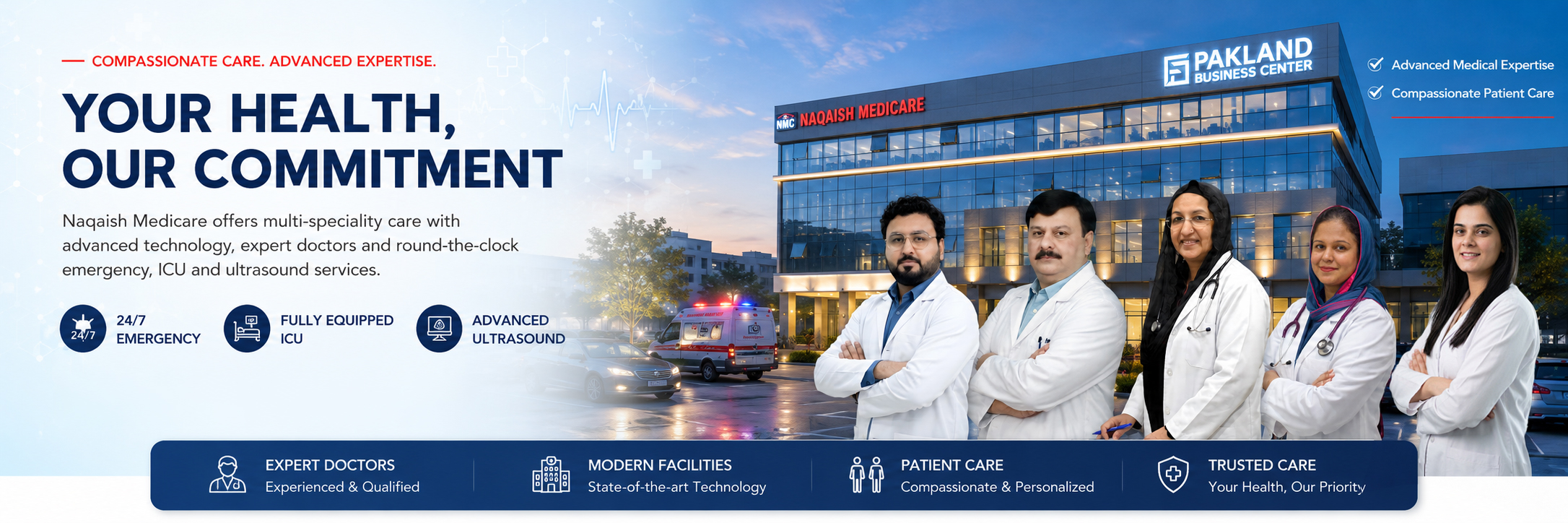 Naqaish Medicare multi-speciality hospital care, emergency support, ICU and ultrasound services
